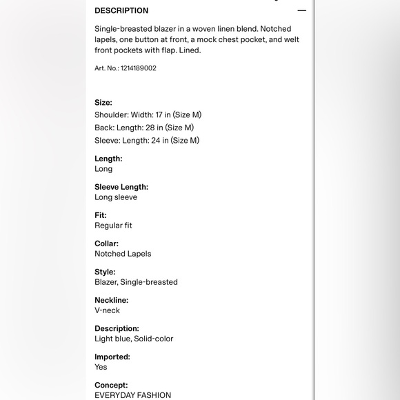 H&M Linen Blue Women's Blazer - Picture 5 of 5